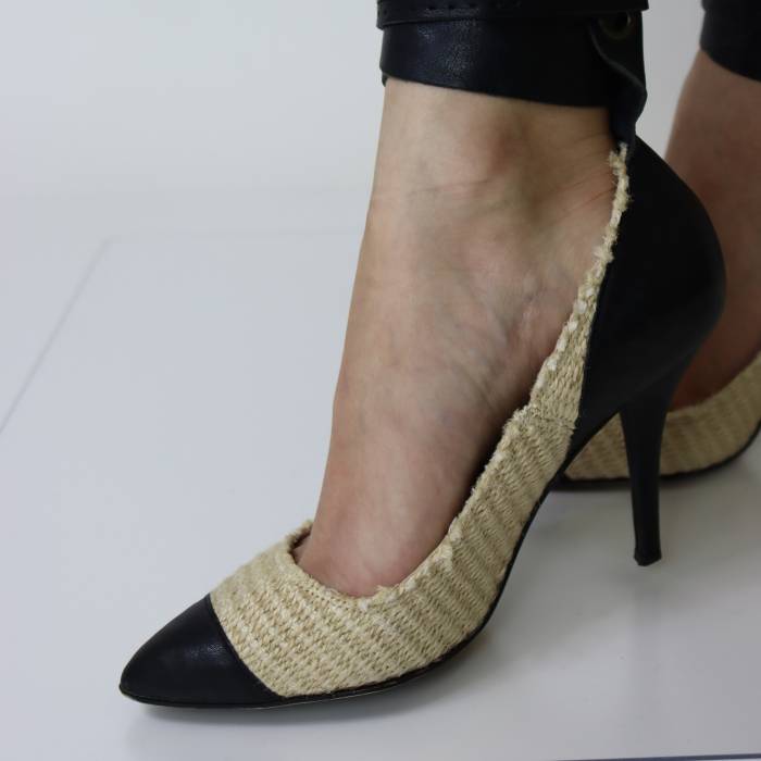 Black and beige leather and fabric heels Isabel Marant
