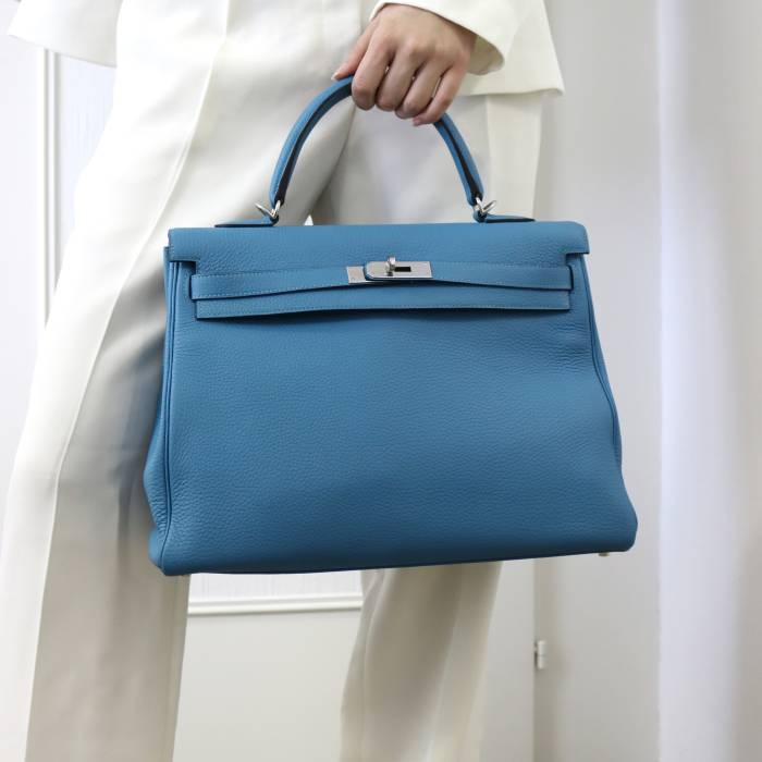 Handbag Hermes Kelly 35 blue Hermès