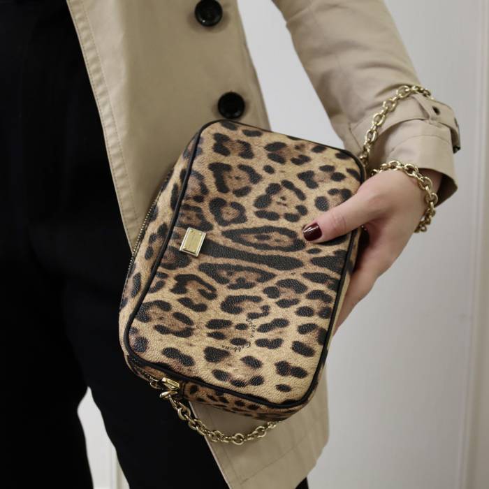 Sac en cuir imprimé leopard Dolce & Gabbana