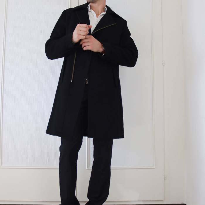 Schwarzer Mantel aus Wolle und Kaschmir Mugler
