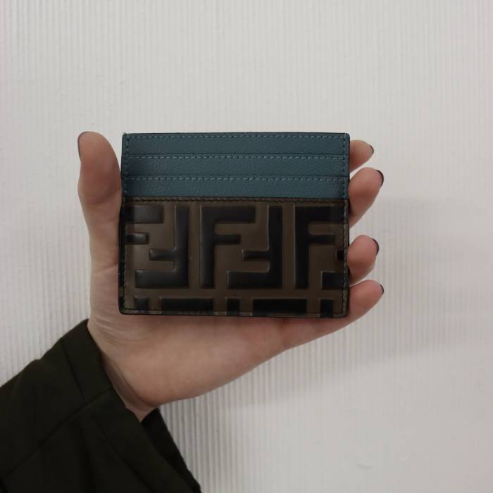 Brown and blue card holder Fendi
