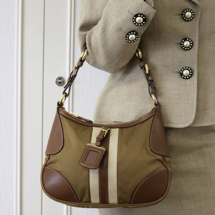 Brown leather handbag Prada Prada