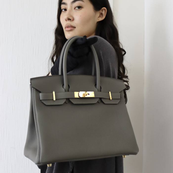Birkin Bag 30 aus Togo-Leder Grau Meyer Hermès