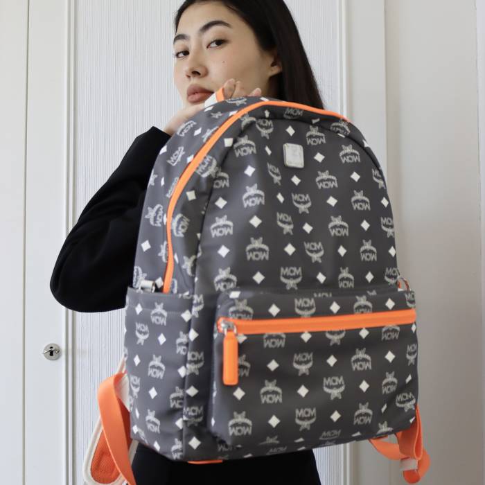 Grey and orange waterproof backpack MCM