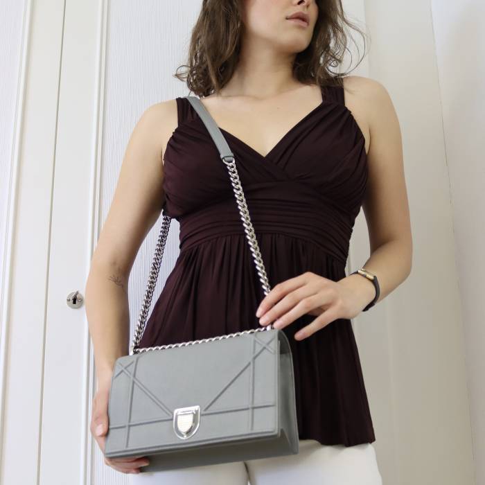 Diorama bag in grey leather Dior