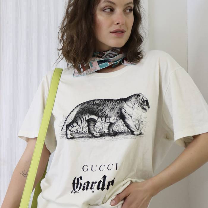 Unisex-T-Shirt aus weißer Baumwolle Gucci