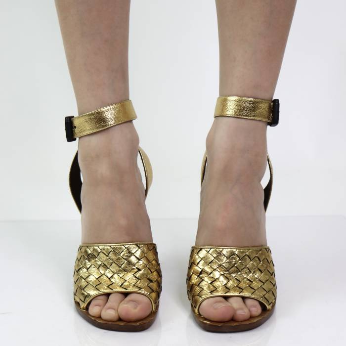 Bottega Veneta gold heel sandals Bottega Veneta