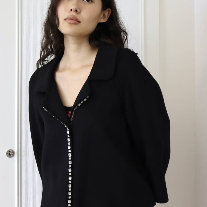 Black jacket embellished with rhinestones Prada