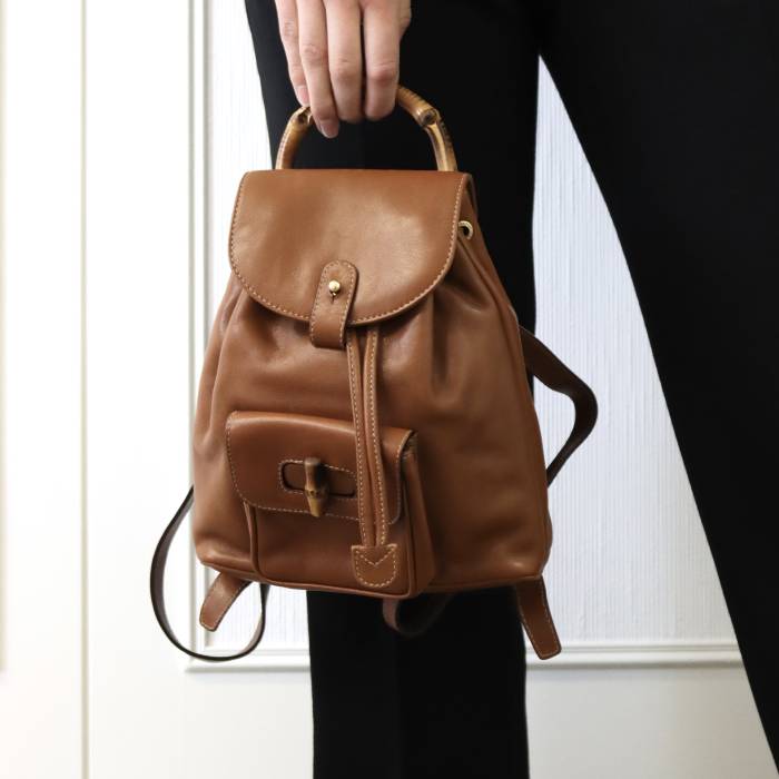 Brown leather backpack Gucci