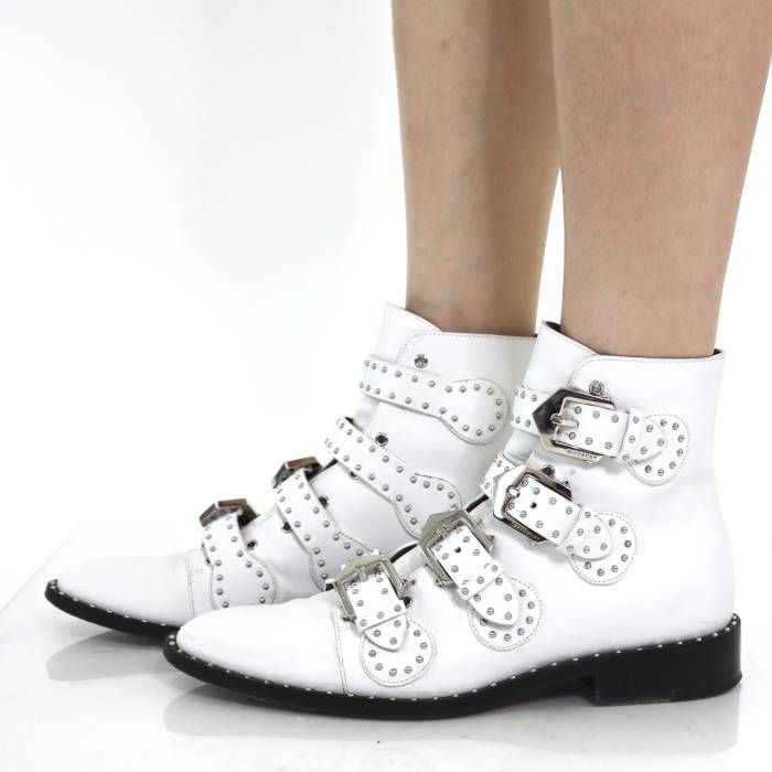 Stiefeletten aus weißem Leder mit Nieten Givenchy
