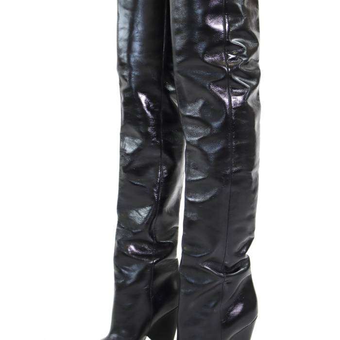 Schwarze Niki-Stiefel aus Lackleder Yves Saint Laurent