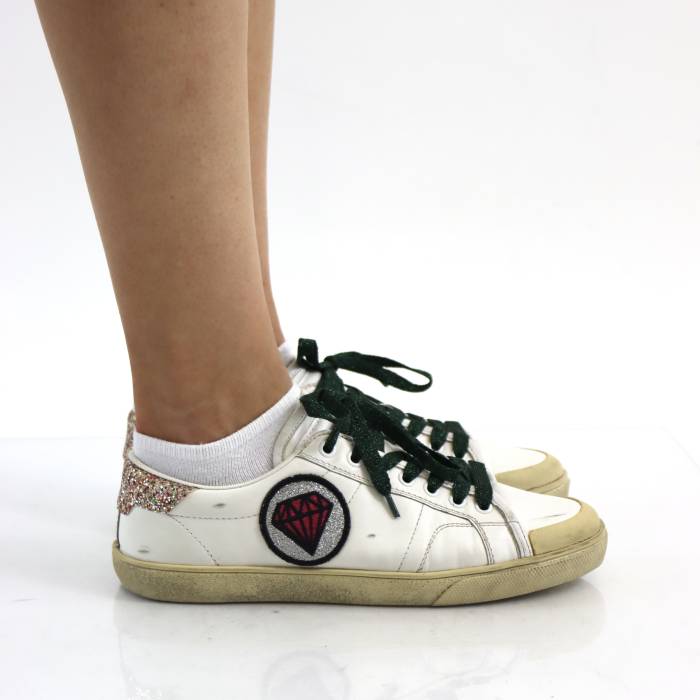 Weiße Sneakers aus Leder im Used-Look Yves Saint Laurent