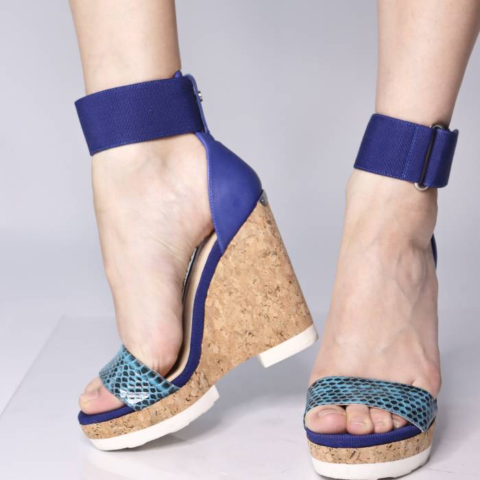 Sandales bleues bi-matière Jimmy Choo