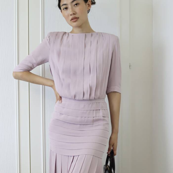 Purple silk dress Jean Louis Scherrer