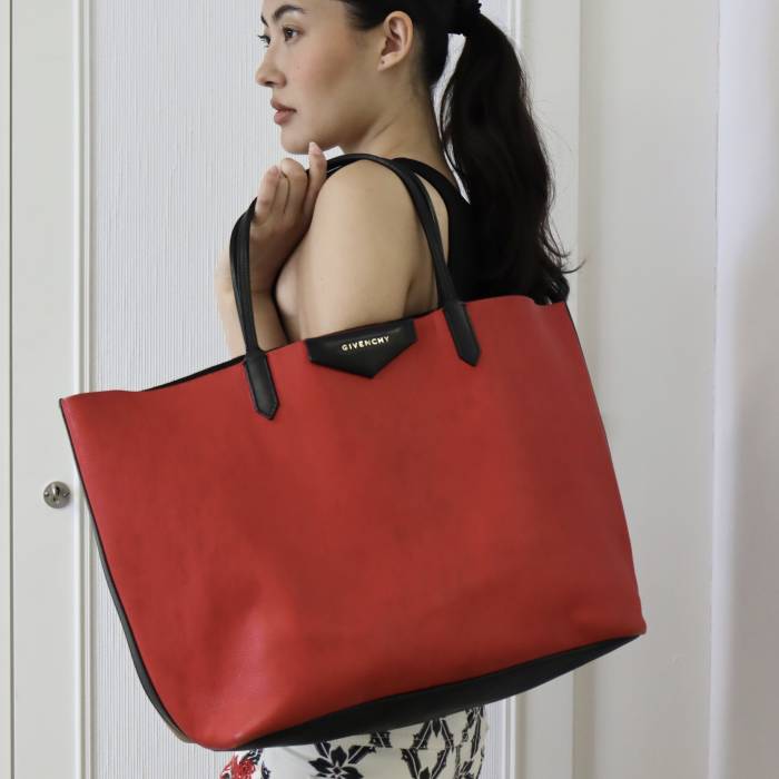 Red leather tote bag Givenchy