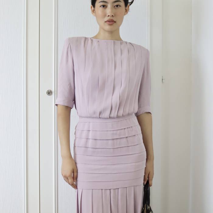 Purple silk dress Jean Louis Scherrer