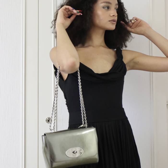 Khaki green patent leather bag Mulberry