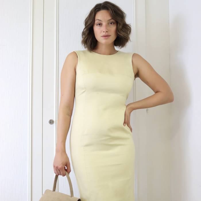 Light yellow cotton maxi dress Prada