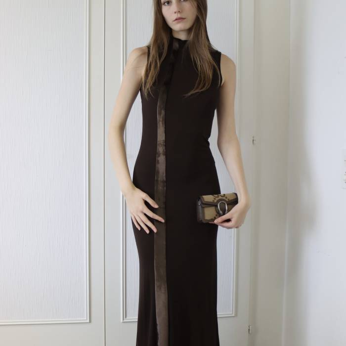Brown long dress Tomasz Starzewski