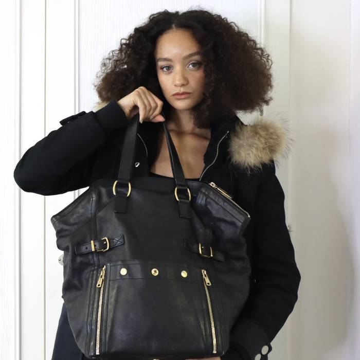 Black leather handbag Yves Saint Laurent