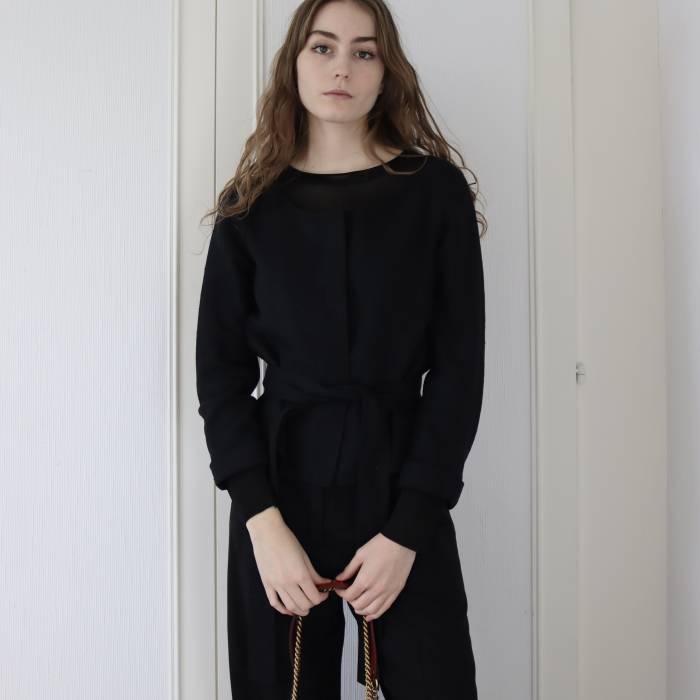 Black silk jacket with belt Yves Saint Laurent