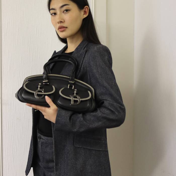 Detective bag in black leather Dior