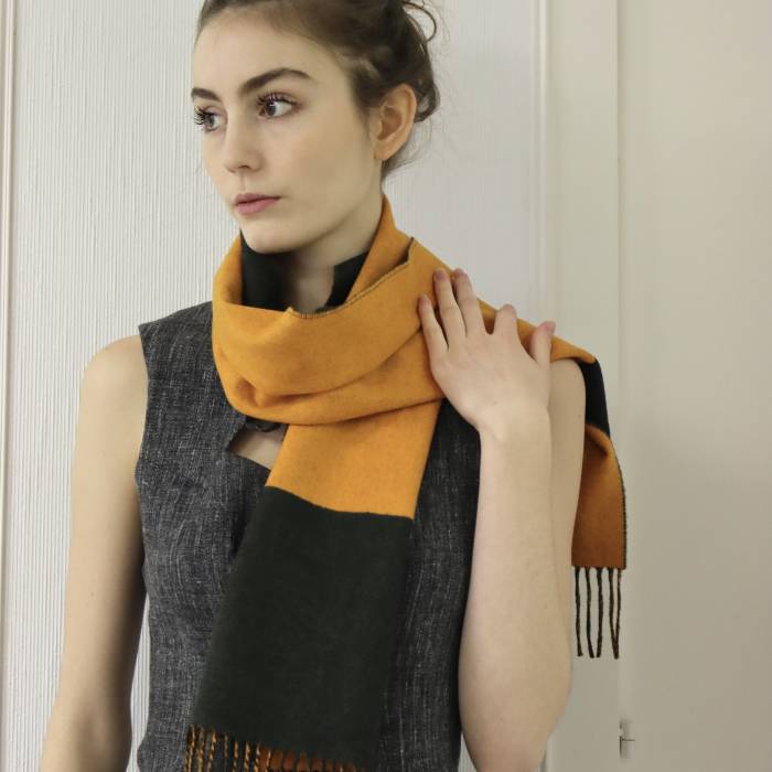 Grey and orange cashmere scarf Hermès