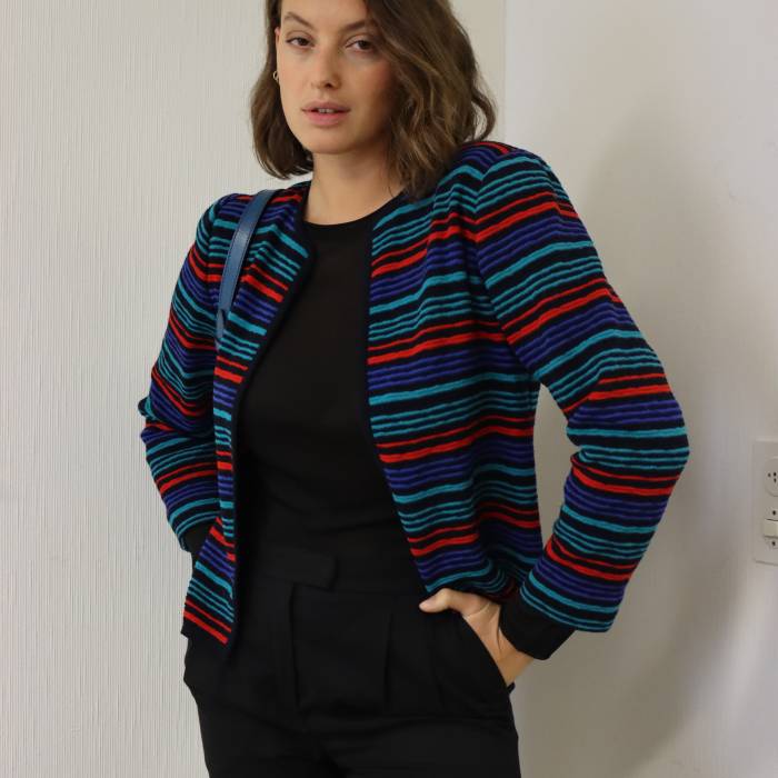 Black, blue and red cardigan Yves Saint Laurent