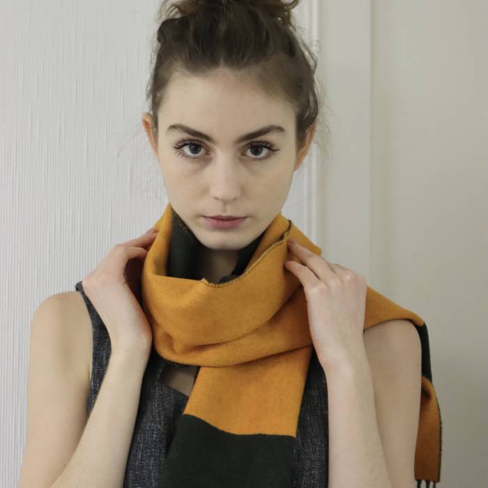 Grey and orange cashmere scarf Hermès