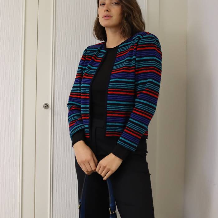 Black, blue and red cardigan Yves Saint Laurent