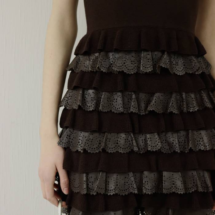 Brown wool, cashmere and leather dress Dior