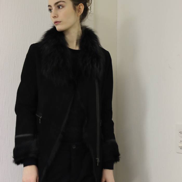 Long black fur jacket Devernois
