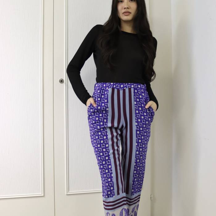 Pantalon fluide violet à motifs Etro Milano