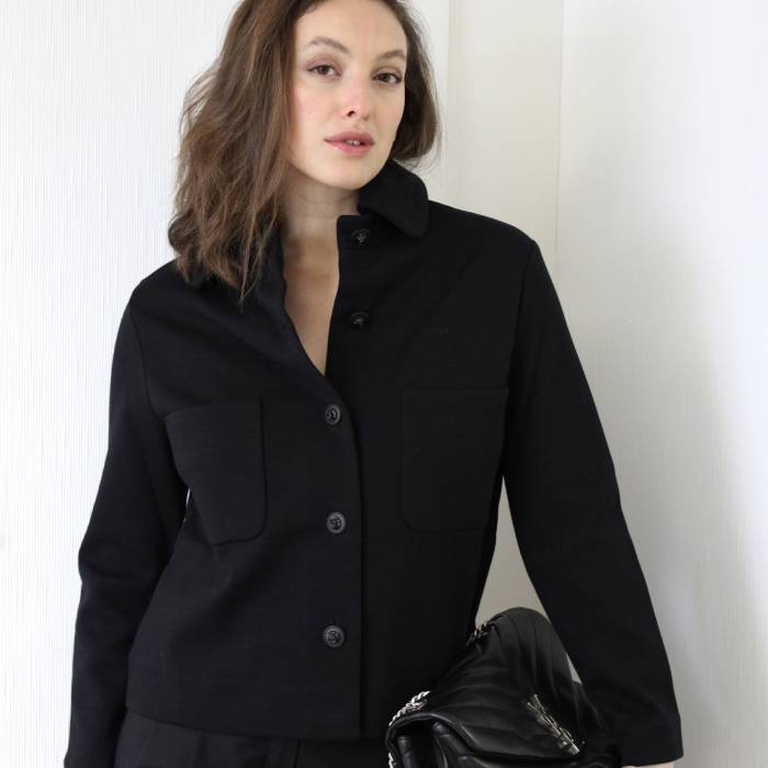 Schwarze Jacke aus Wolle und Baumwolle Chanel