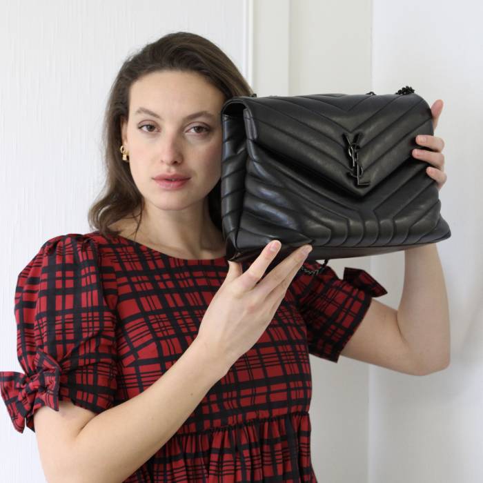 Black leather Loulou bag Yves Saint Laurent