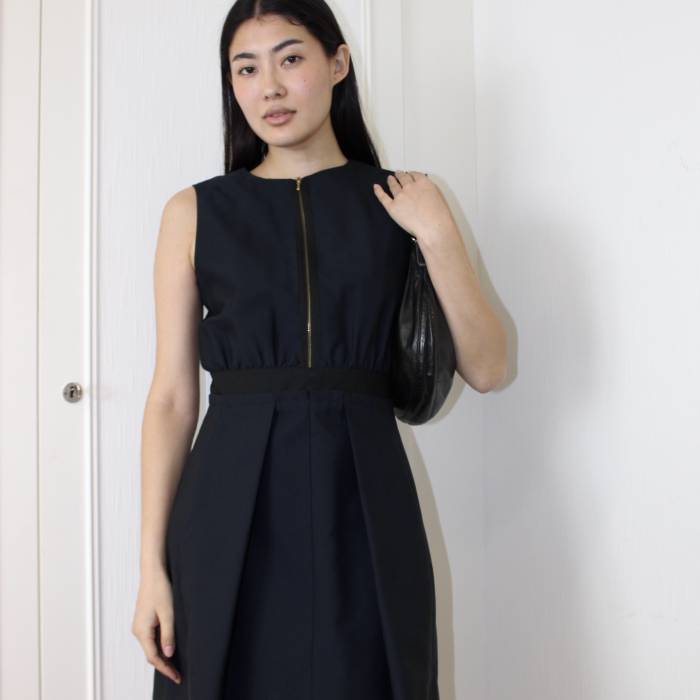 Dress in navy blue and black polyester, cotton and silk Victoria Beckham