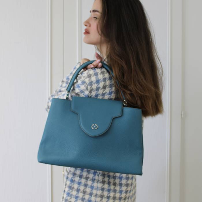 Capucine bag in turquoise leather Louis Vuitton