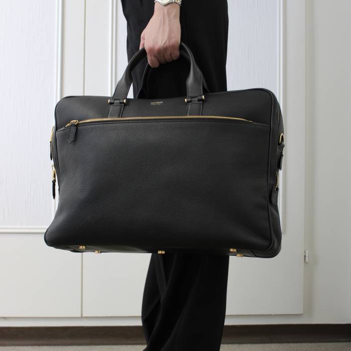 Black leather briefcase Tom Ford