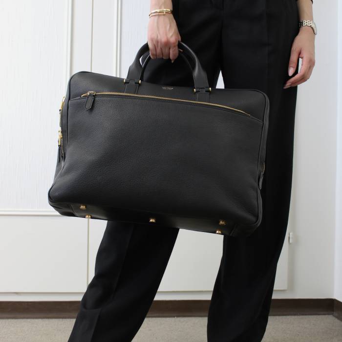 Black leather briefcase Tom Ford