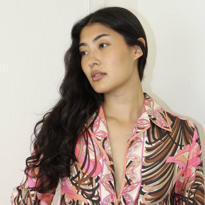 Seidenbluse in Rosa und Braun Emilio Pucci