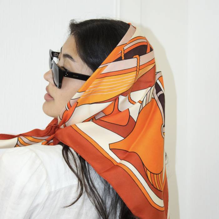 Les Coupés" orange scarf Hermès