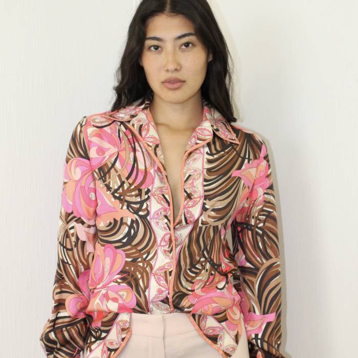 Seidenbluse in Rosa und Braun Emilio Pucci