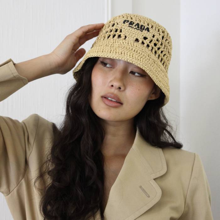 Woven straw bucket hat Prada