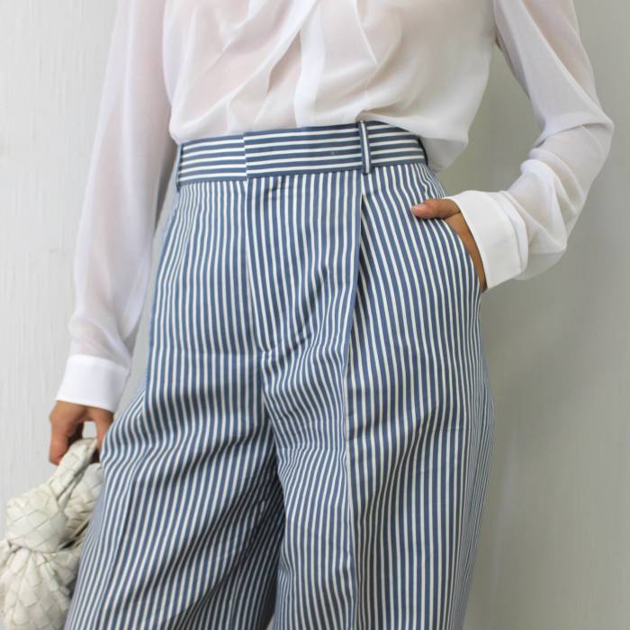 Pantalon rayé blanc et bleu Dior