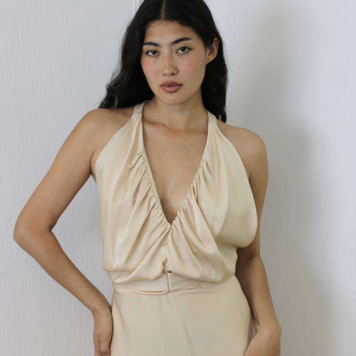 Satin-effect beige dress Chloé