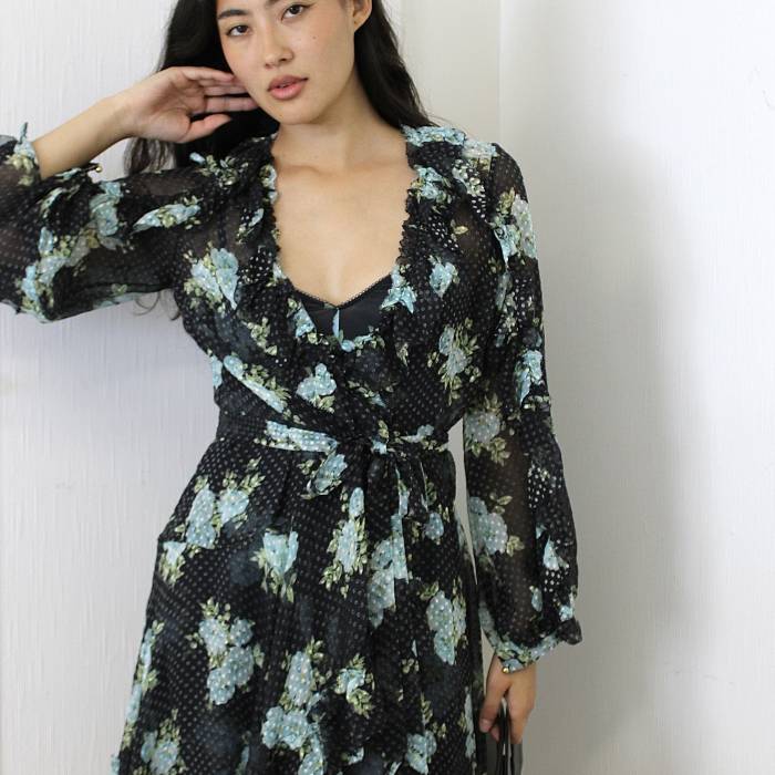 Robe fleurie bleue et noire Zimmermann