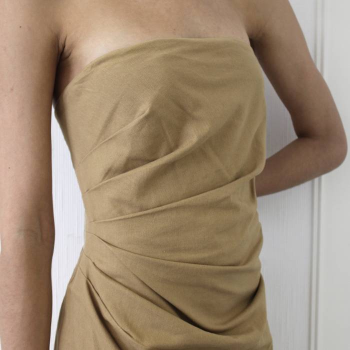 Camel strapless halter dress Gucci