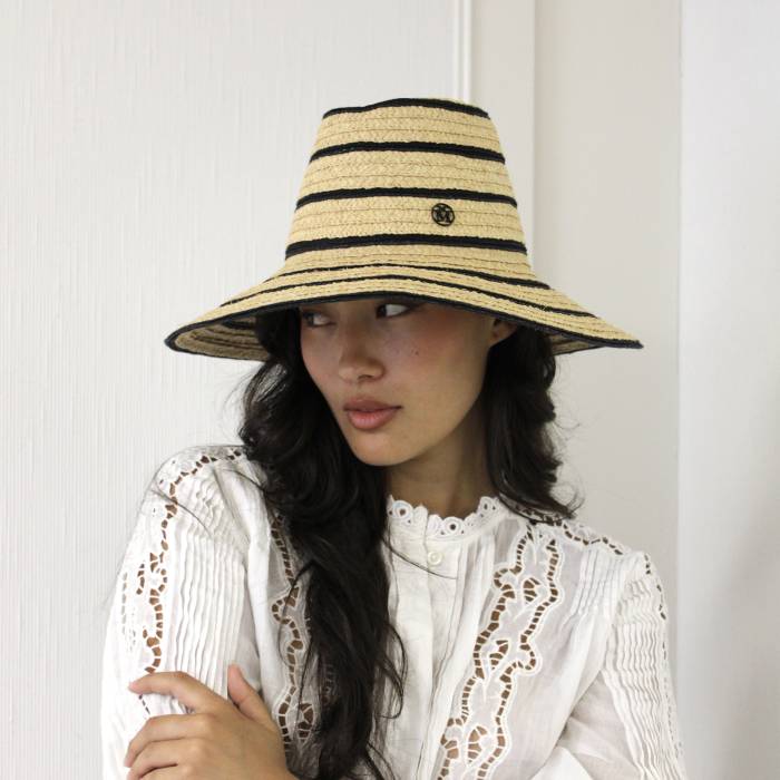 Kate striped straw fedora hat Maison Michel