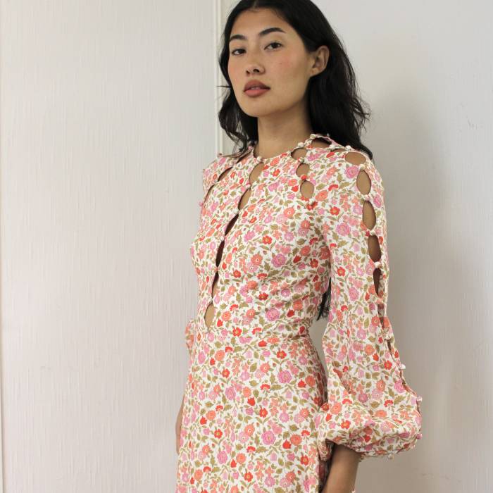 Robe en lin imprimée fleurie Zimmermann