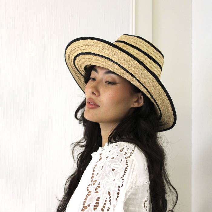 Kate striped straw fedora hat Maison Michel